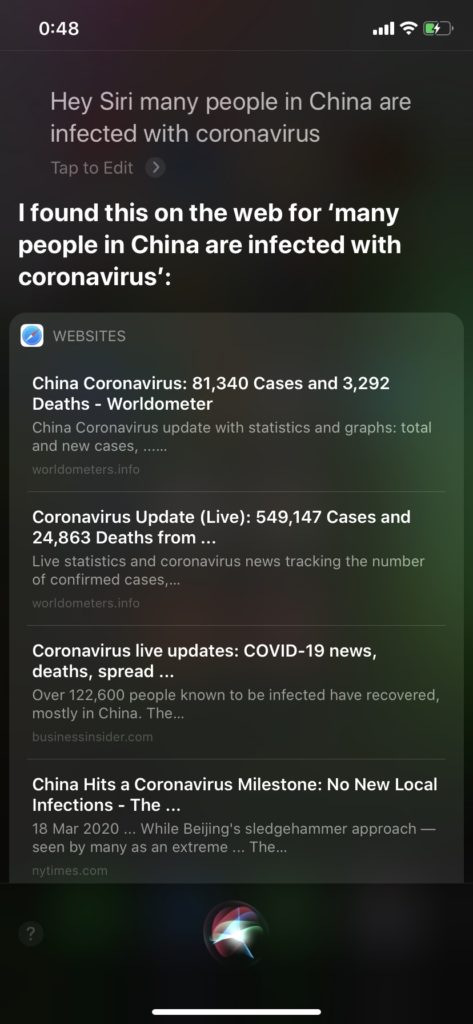 Siriと英会話 coronavirus 発音
